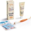 FlyDog Fresh Kiss Dog Tooth Brushing Kit, Enzymatic Dog Toothbrush and Toothpaste- Vet Approved Formula, Breath Freshener & Tartar Remover, 360° Toothbrush for All Round Cleaning (Mild Mint)