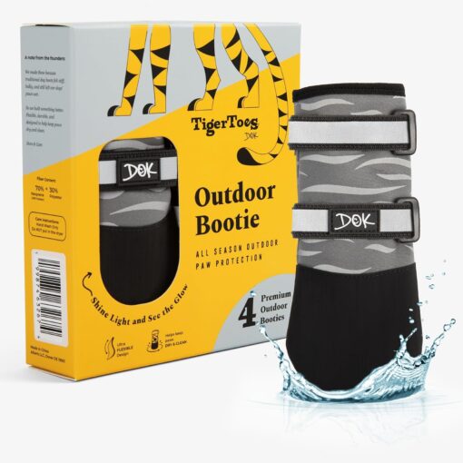 DOK TigerToes Premium Neoprene Dog Booties for Hot Pavement – Grip that Works Even When Twisted – Versatile Paw Protection that Prevents Licking, Slipping, and are Great Booties for Dogs Paws (Size 4)