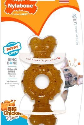 Nylabone Puppy Chew Teething Ring Bone Dog Toy, Chicken Flavor, X-Small Nylabone Puppy Chew Teething Ring Bone Dog Toy, Chicken Flavor, X-Small