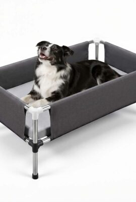 Elevated Dog Bed with Detachable Cushion & 4-Sided...
