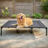 suddus Elevated Dog Bed for Large Dogs 120lb, Breathable Cooling Raised Dog Cot with Dual Support Bars & Metal Frame, No-Slip Feet, Waterproof Pet Bed for Indoor/Outdoor, X-Large, 48 * 36 * 9in, Grey