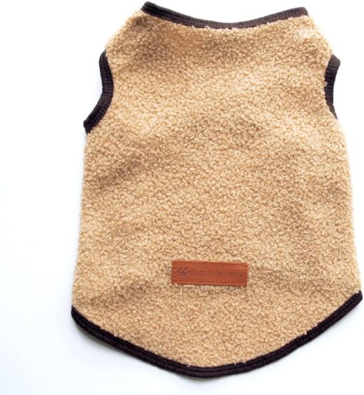 Small Dog Sweater Vest, Winter Cold Weather Warm Pullover Fleece Dog Jacket Sleeveless Puppy Clothes Fleece Coat for Chihuahua Poodle Teddy… (Small, Khaki)