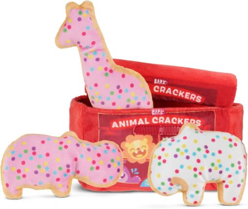 BarkBox Animal Squeakers 4-in-1 Interactive Plush Dog Toy