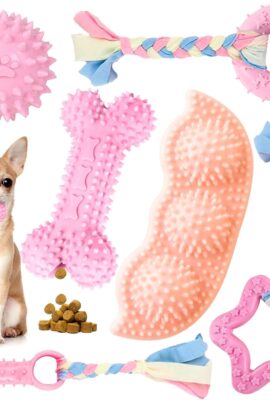 Petcare 6 Pack Puppy Chew Toys for Teething Cute Pink Puppy...