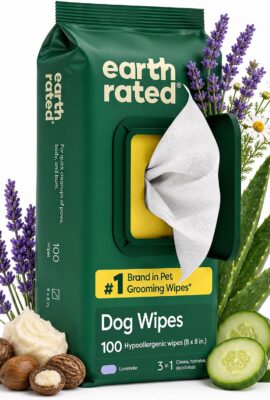Earth Rated Dog Wipes for Paws & Butt, Deodorizing, Lavender, 100ct Earth Rated Dog Wipes for Paws & Butt, Deodorizing, Lavender, 100ct