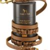 NOAH & PAW Leather Dog Leash, Premium Oil-Waxed Leather Braided, 8 ft Long Dog Leash with 6 Ways to Use Hands-Free, Quick-tie, Double Pet Lead Etc. Matching Collar Available. (Camel)