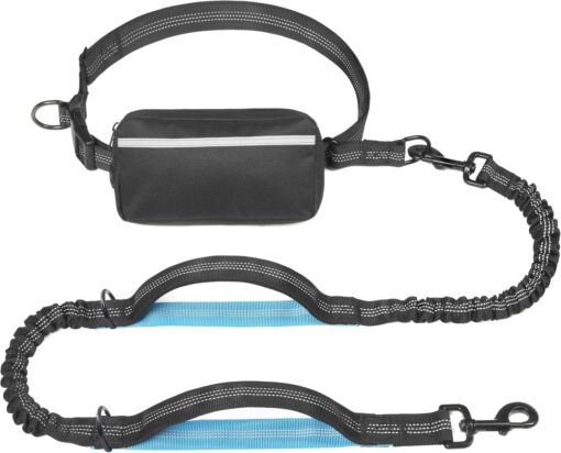 iYoShop Hands Free Dog Leash with Zipper Pouch, Large, 25-120 lbs, Black