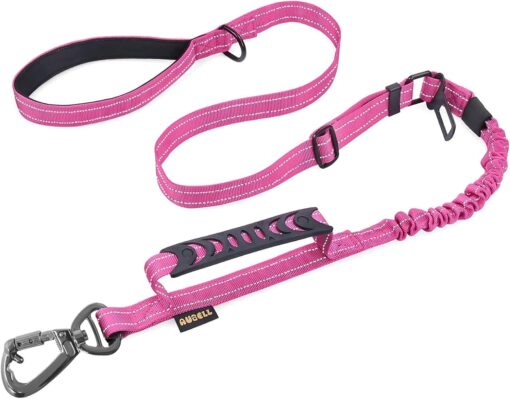 AUBELL Tactical Dog Leash Heavy Duty,4-6ft No Pull Bungee Leash,Pink