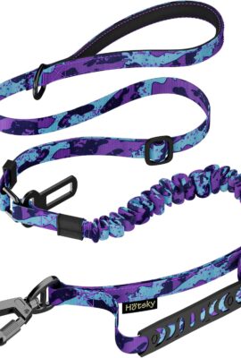 Hotsky Tactical Bungee Shock Absorbing No Pull Dog Leash,Purple Camo,4-6FT