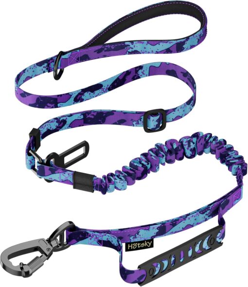 Hotsky Tactical Bungee Shock Absorbing No Pull Dog Leash,Purple Camo,4-6FT