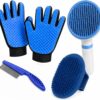 NVNAN 5-Piece Dog Grooming Brush Set with Grooming Gloves