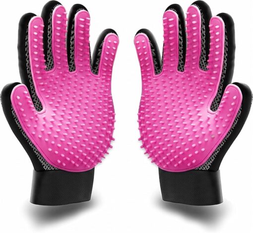 BYETOO Pet Dog Cat Grooming Glove with 261Tips,Gentle Deshedding Brush Glove,Efficient Pet Hair Remover Mitt,Massage Tool with Enhanced Five Finger Design,for Dog,Cat,Rabbit,Horse with Long/Short Fur