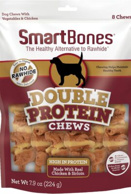 SmartBones Double Protein Chews Made with Real Chicken and Sirloin, 8 Count, High in Protein, Treat Your Dog to Easy-to-Digest Rawhide-Free Chews SmartBones Double Protein Chews Made with Real Chicken and Sirloin, 8 Count, High in Protein, Treat Your Dog to Easy-to-Digest Rawhide-Free Chews