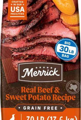 Merrick Grain Free Premium Beef Sweet Potoato Dry Adult Dog Food 30lb Bag Merrick Grain Free Premium Beef Sweet Potoato Dry Adult Dog Food 30lb Bag
