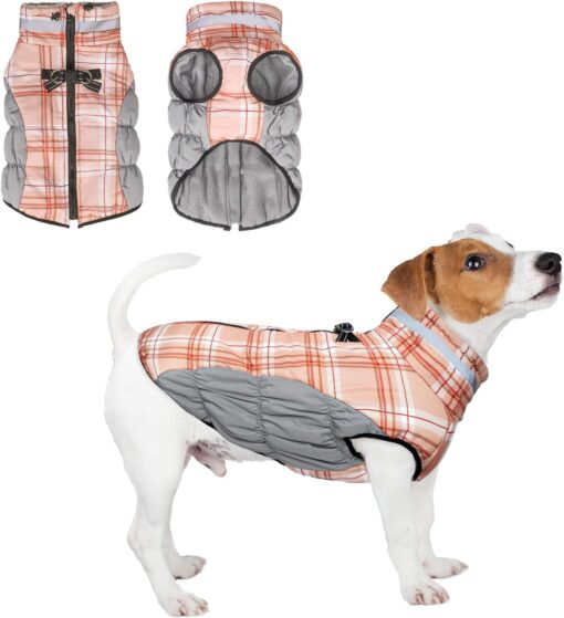 BEAUTYZOO Dog Winter Coat with Harness Built in, Waterproof Puffer Jacket