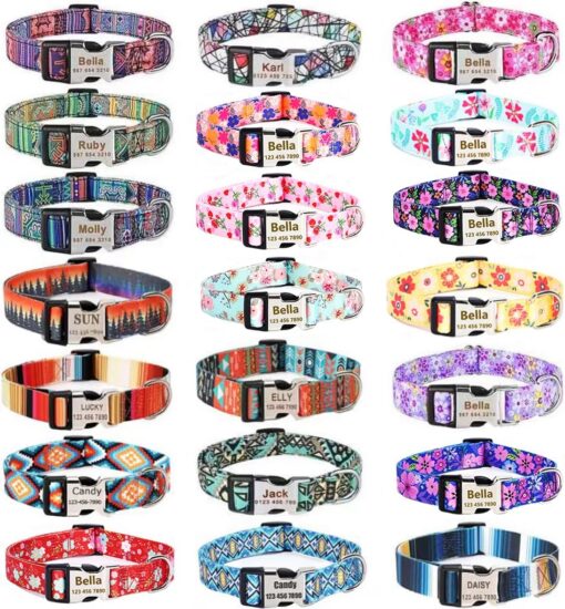Personalized Dog Collars with Custom Engraved ID Pet Name and Phone Number