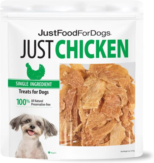 JustFoodForDogs Single Ingredient Healthy Dog Treats – Chicken Breast, 18Oz