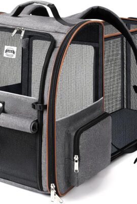 Cat Carrier Backpack, Expandable Pet Carrier with Sun Shade & Full Front Opening, Breathable Mesh Backpack for Small Dogs & Medium Cats Up to 18 Lbs, Foldable for Hiking, Camping (Grey) Cat Carrier Backpack, Expandable Pet Carrier with Sun Shade & Full Front Opening, Breathable Mesh Backpack for Small Dogs & Medium Cats Up to 18 Lbs, Foldable for Hiking, Camping (Grey)