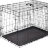 Amazon Basics Portable, Easy to Assemble, Foldable Metal Wire Dog Crate with Removable Tray, Double Door, Divider Panel, Handle, 36″ x 23″ x 25″, Black