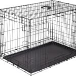 Amazon Basics Portable, Easy to Assemble, Foldable Metal Wire Dog Crate with Removable Tray, Double Door, Divider Panel, Handle, 36″ x 23″ x 25″, Black