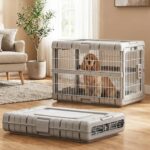 ZOMISIA 28″ L Collapsible Dog Crate for Dogs, Heavy Duty Dog Kennel Indoor