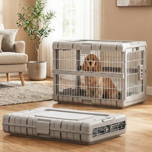 ZOMISIA 28″ L Collapsible Dog Crate for Dogs, Heavy Duty Dog Kennel Indoor