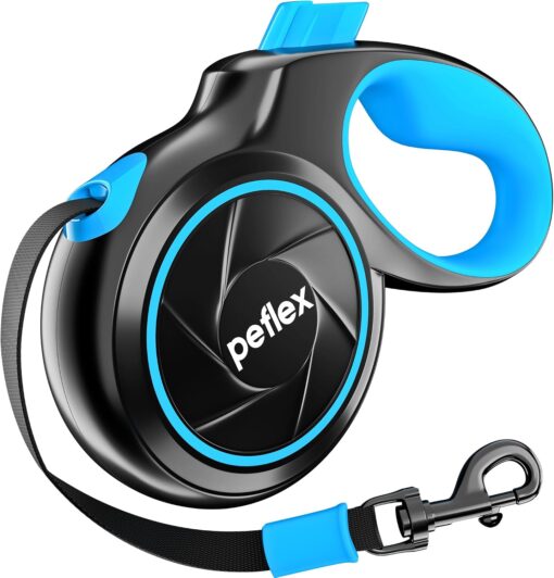 20.1 ft Retractable Dog Leash for Dogs 10–100 lbs – Heavy Duty Tape Leash with Strong Nylon Tape – 360° Swivel Control – One-Click Brake & Lock – Ergonomic Non-Slip Grip for Safe & Easy Daily Walks BL