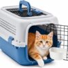 23″ Airline Approved Cat Carrier Hard Shell, Dual-Entry Pet Carrier with Top & Front Doors, Detachable Food Bowl & Secure Lock, Breathable Dog Carrier for Cats & Small Dogs Up to 22 lbs – Blue