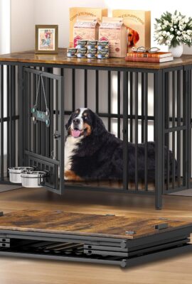 Easycom Foldable Dog Crate Furniture for Large Dogs 35-60 lb, Rustic Brown Easycom Foldable Dog Crate Furniture for Large Dogs 35-60 lb, Rustic Brown