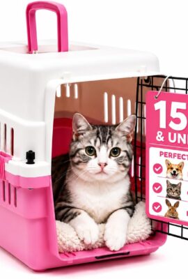 20-Inch Pink Hard Shell Pet Carrier for Small Dogs & Cats Under 15 Lbs 20-Inch Pink Hard Shell Pet Carrier for Small Dogs & Cats Under 15 Lbs