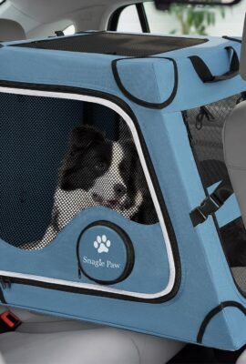 Snagle Paw Portable Dog Crate for Car Travel,Metal Frame...