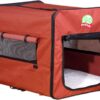 Go Pet Club 32″ Soft Collapsible Dog Crate, Portable Pet Carrier, Thick Padded Pet Travel Crate for Indoor & Outdoor, Foldable Kennel Cage with Durable Mesh Windows, Brown