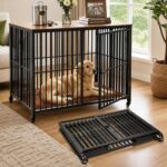42.3″ Large Dog Crate Furniture Foldable, Easy Assembly Dog Kennel Indoor