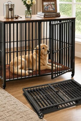 42.3″ Large Dog Crate Furniture Foldable, Easy Assembly...