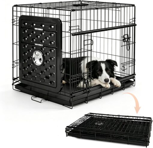 Collapsible Dog Crate for Large/Medium Dogs,36 Inch Foldable Dog Cage,Black